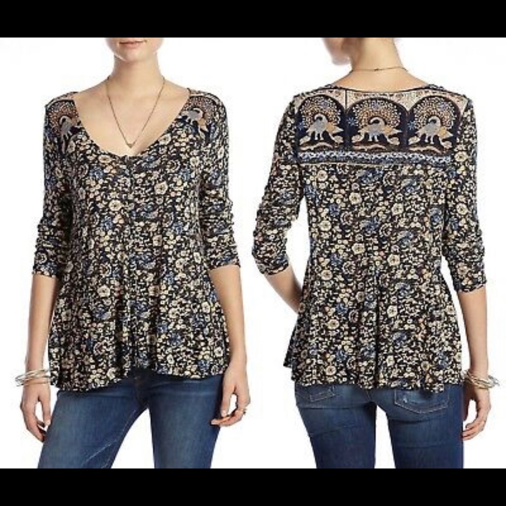 Lucky Brand Floral Print Button Front Top Size XL